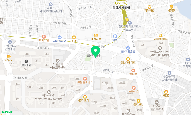 솔샘칼국수보쌈 위치 지도