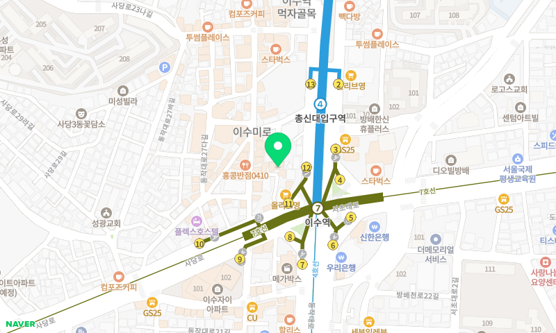 참오리전문점 위치 지도